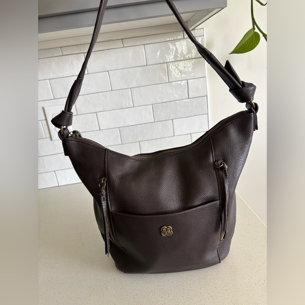 ELLIOTT LUCCA NEW BROWN GENUINE LEATHER TOTE SHOULDER BAG PURSE HANDBAG